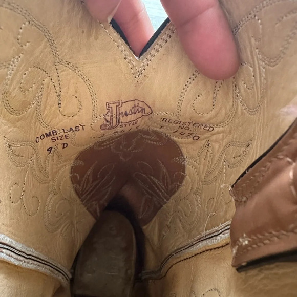 Justin J 5412 Brown Tan Genuine
Leather Cowboy Western Mid Calf Boots Sz 9 D - Picture 4 of 4